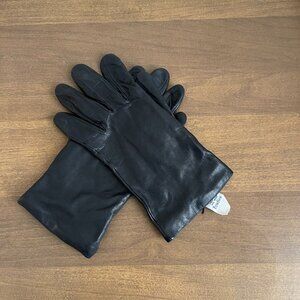 Fownes Black Leather Gloves Size 7.5